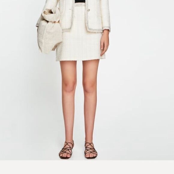 Reed Krakoff Sz 2 Boucle Tweed Cream mini skirt - Picture 4 of 6